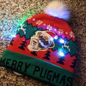 NWT!! Christmas Light-Up Pug Hat